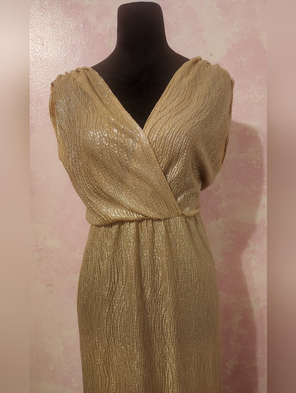 Alythea Gold One-Shoulder Metallic Evening Dress